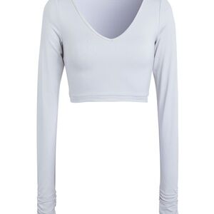 Frankie's Bikinis White Fitted Crop long sleeve
